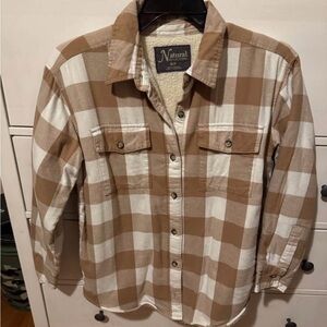 Natural Reflections Plaid Button-Up Sherpa Jacket